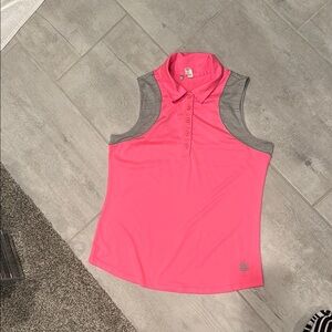 Under Armor Pink Fitted Sleeveless Polo Tank
